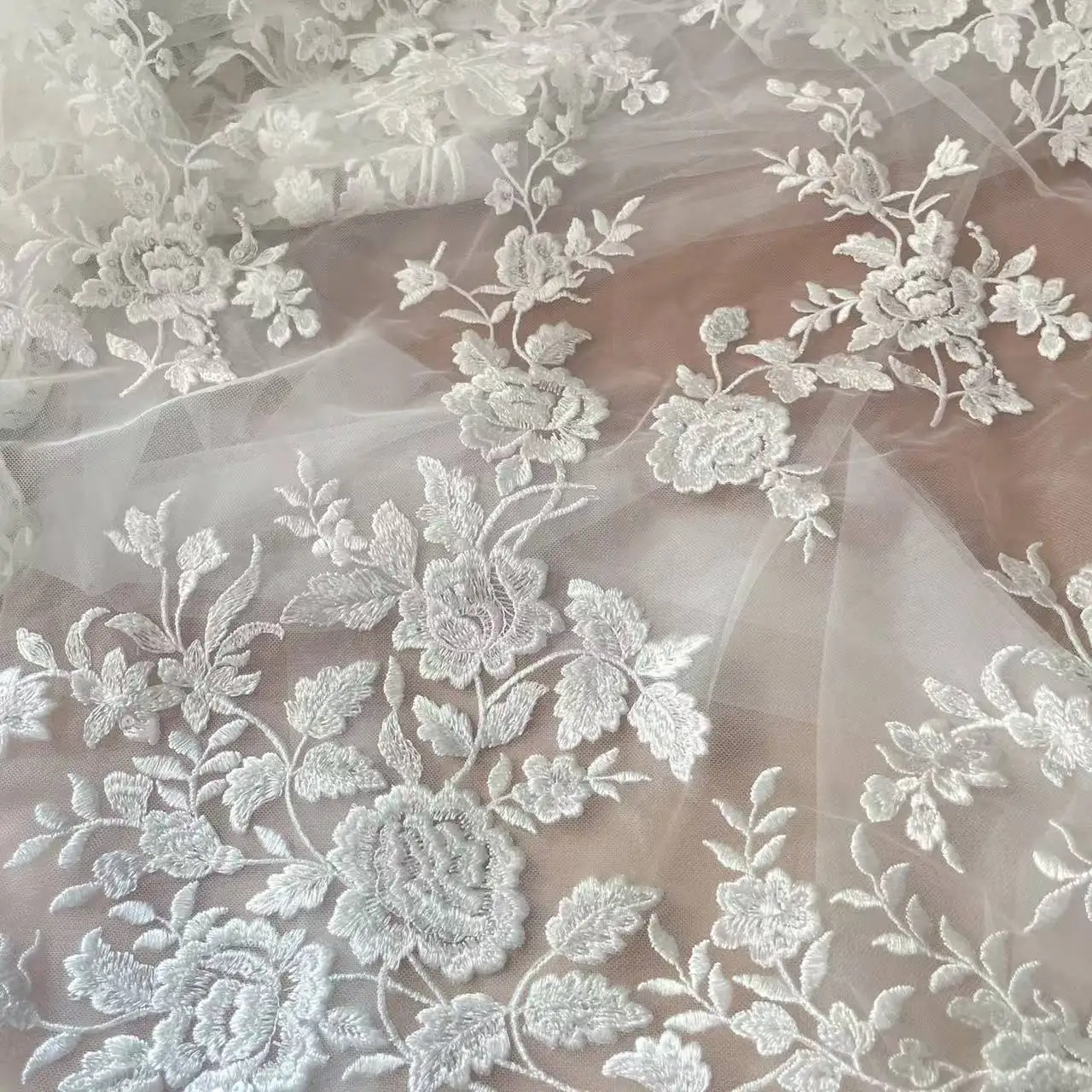 프랑스 자수 레이스 원단, 아름다운 꽃, 로맨틱 웨딩  - Embroidery Flower Pattern 리뷰 및 가격