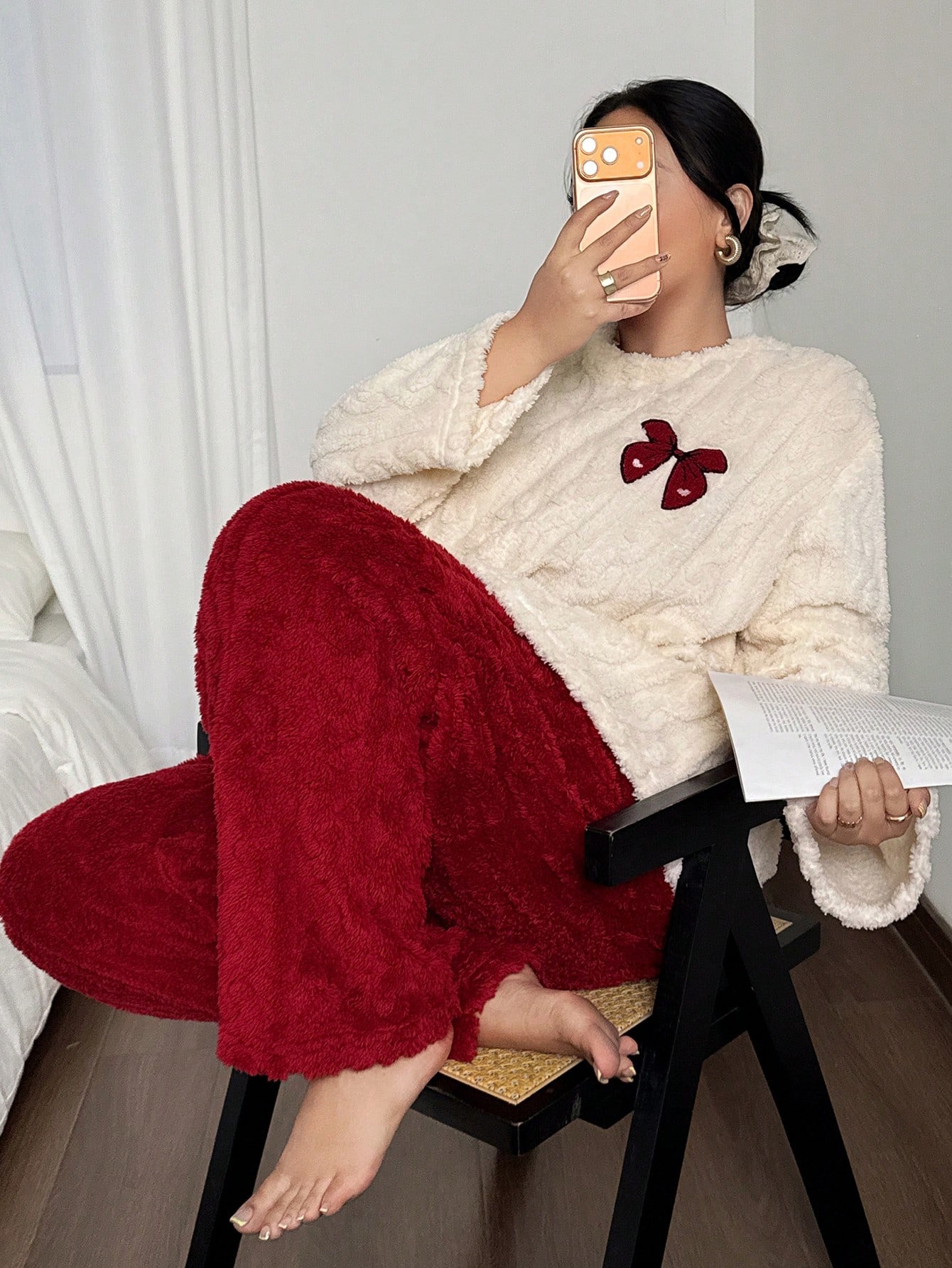 플러스 사이즈 1XL-5XL 여성 가을 겨울 두꺼운 플 - Embroidery Red 리뷰 및 가격